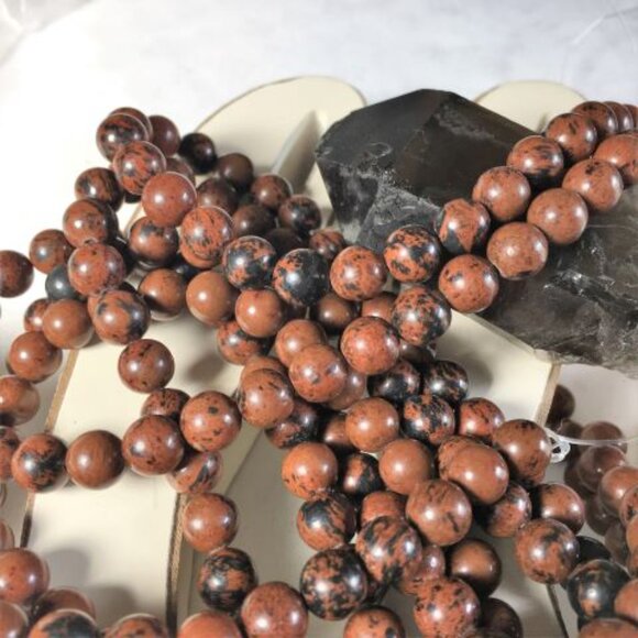 8mm Mahogany Obsidian Genuine Semi-Precious Natural Gemstone Bead Strand - Picture 2 of 2